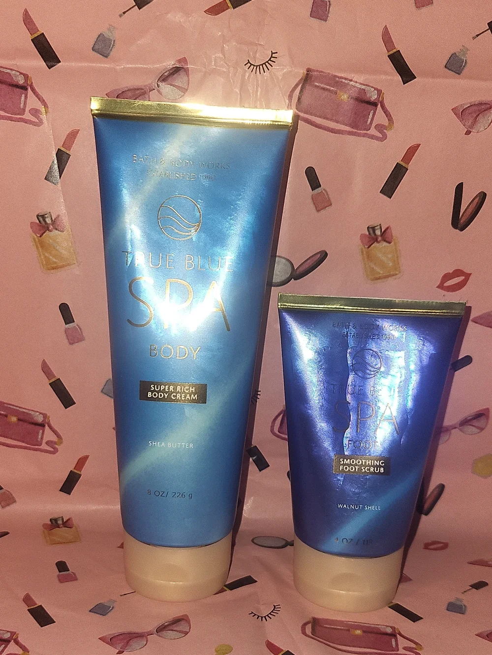 Bath & Body Works 2 Pc. True Blue Spa Set Body Cream & Foot Scrub NEW Full Size